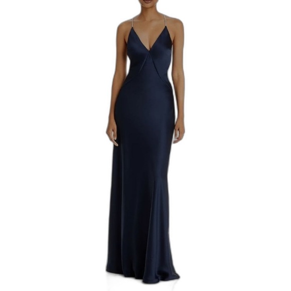 NWOT Ramy Brook Macau Satin Rhinestone Embellished Gown Social Dress Sleeveless - Picture 2 of 10